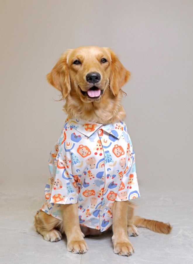 15 BUTTONS Rayon Multi Colour Animal Kingdom Printed Dog Shirt | Full Grown Dogs, Husky, Rottweiler, Saint Bernard | Summer Pet Shirt | Super Soft Light Weight | Comfortable Dog Clothing(3XL) - Image 1